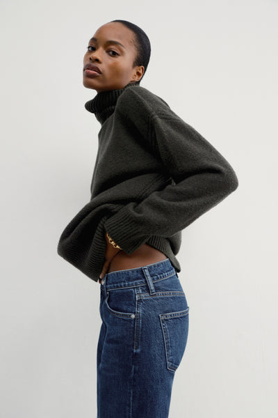 Women's Oversized Cotton Boucle Turtleneck Sweater - The Big Feels
