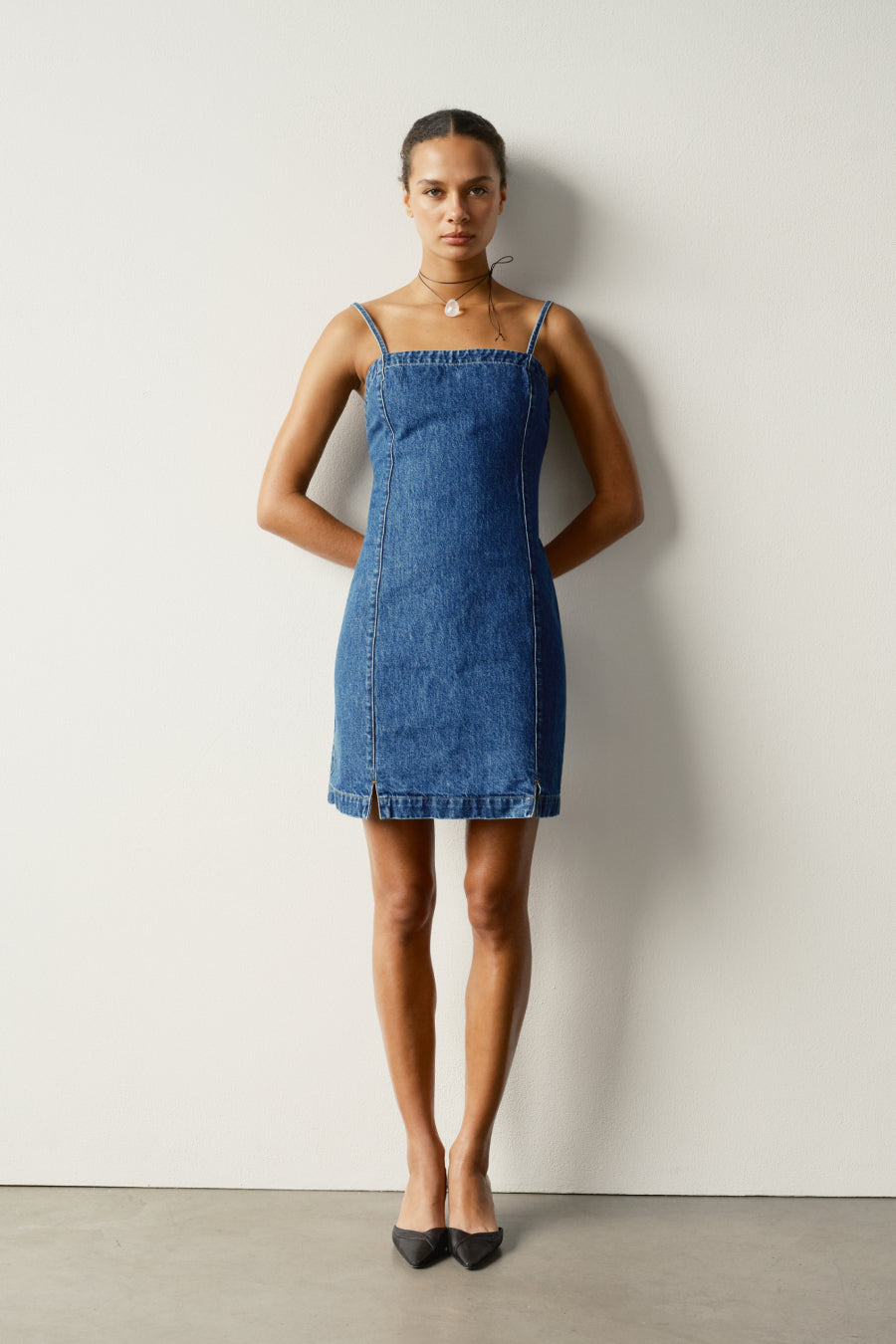 Premium Denim Mini Dress - The Charm