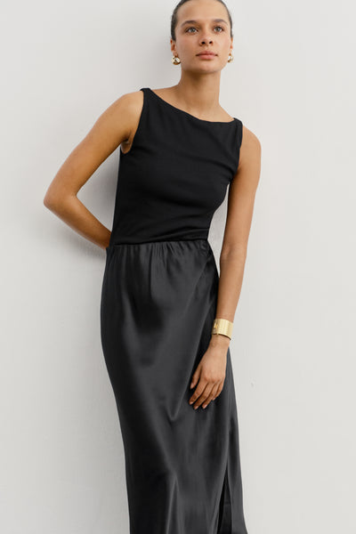 Premium Silk Charmeuse Slip Skirt - The Eleganza - AYR Black / S