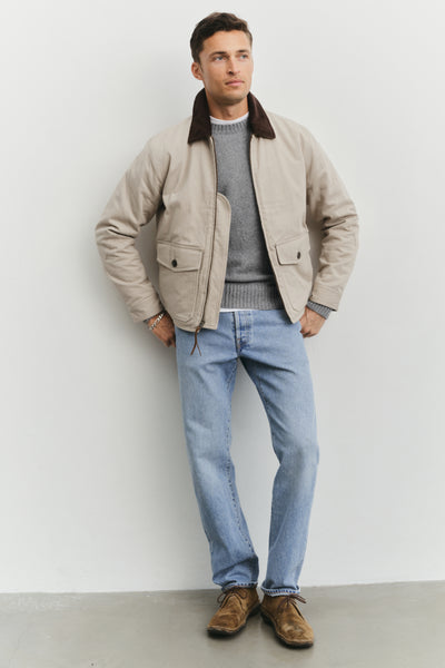 Classic Bomber Jacket in Cotton Twill Chino and Weatherproof Nylon