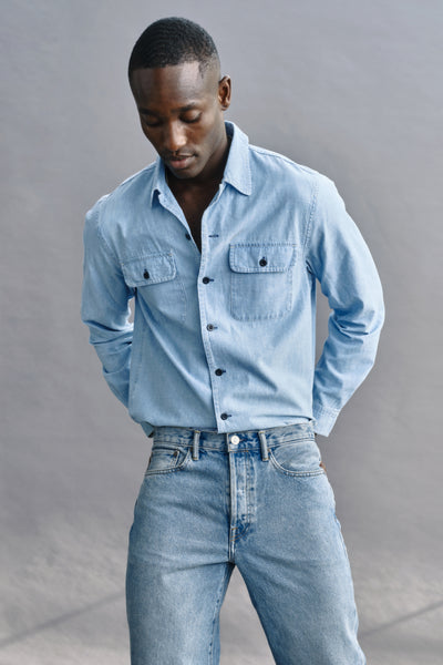 Long Sleeve Woven Shirt in Indian Madras and Chambray