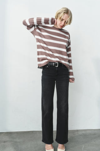 The Early Mornings Tee – Shiitake stripe
