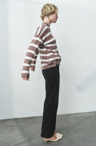 The Early Mornings Tee – Shiitake stripe