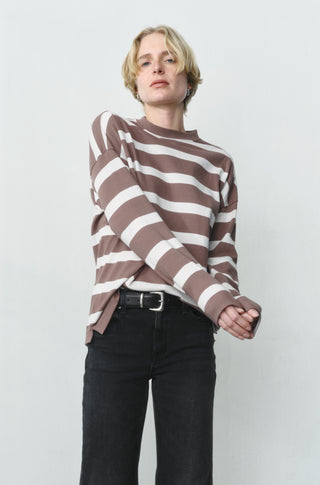 The Early Mornings Tee – Shiitake stripe