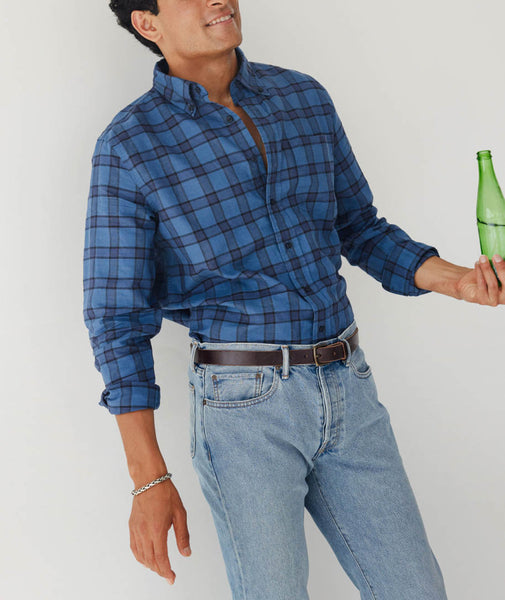 Plaid Linen Shirt with Long Sleeves