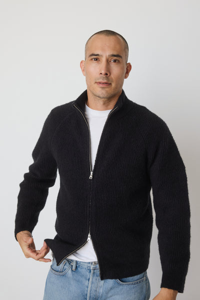Men's Premium Italian Cotton Boucle Zip Cardigan