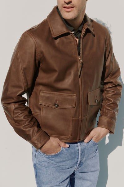 Classic Bomber Jacket in 100% Leather