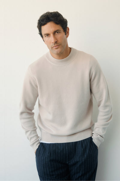 Men's Premium Italian Merino Wool Mock Neck Sweater