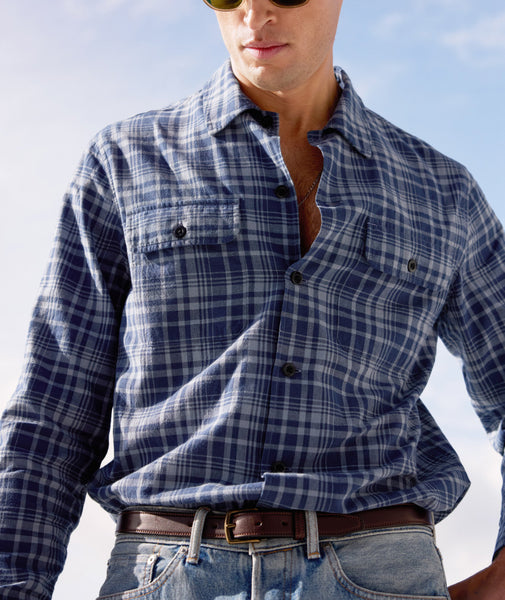 Long Sleeve Woven Shirt in Indian Madras and Chambray