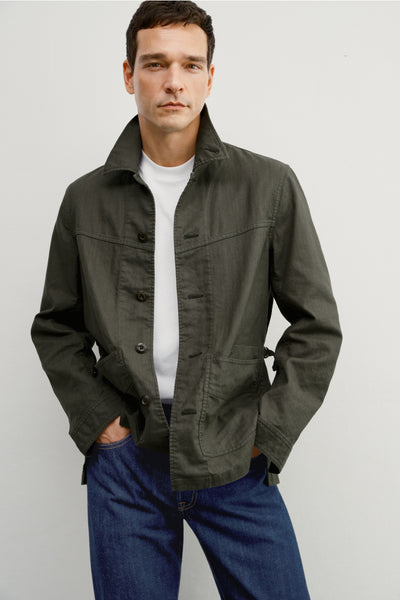 Men's Lightweight Herringbone Cotton Ramie Coat