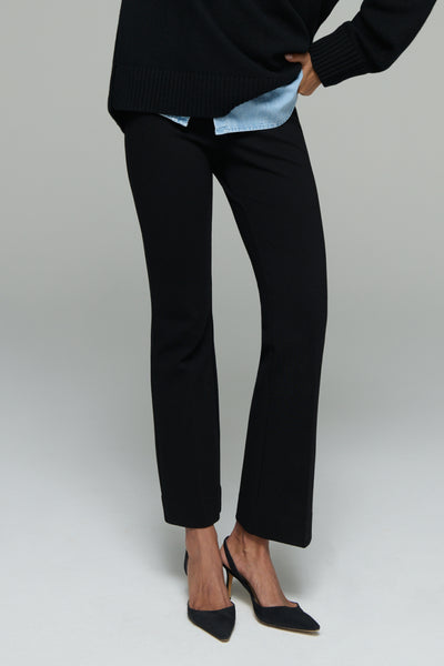 Italian Ponte Kick Flare Elastic Waist Pant