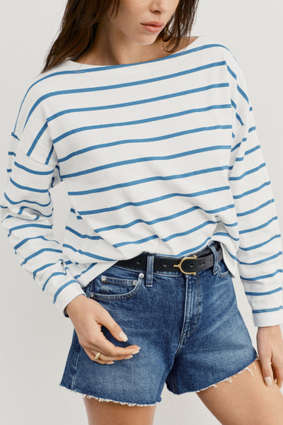 Premium Peruvian Cotton Boatneck Long Sleeve Tee from AYR - $135