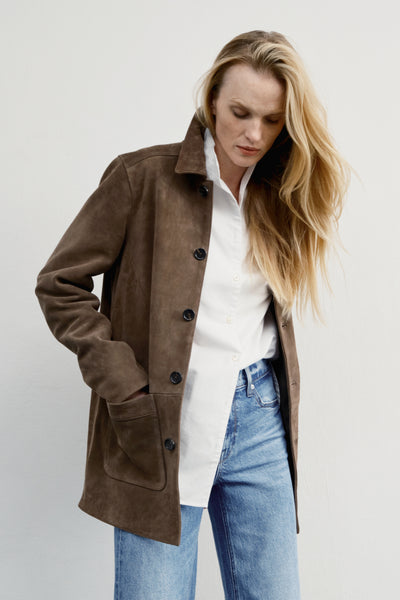 Premium Calf Leather Single Breasted Coat