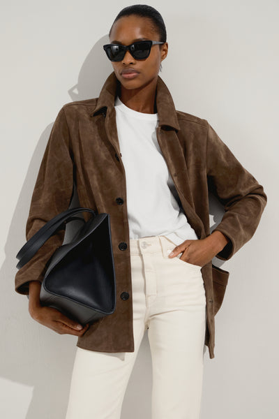 Premium Calf Leather Single Breasted Coat