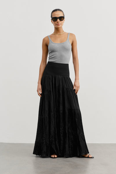 Premium Cupro Maxi Skirt