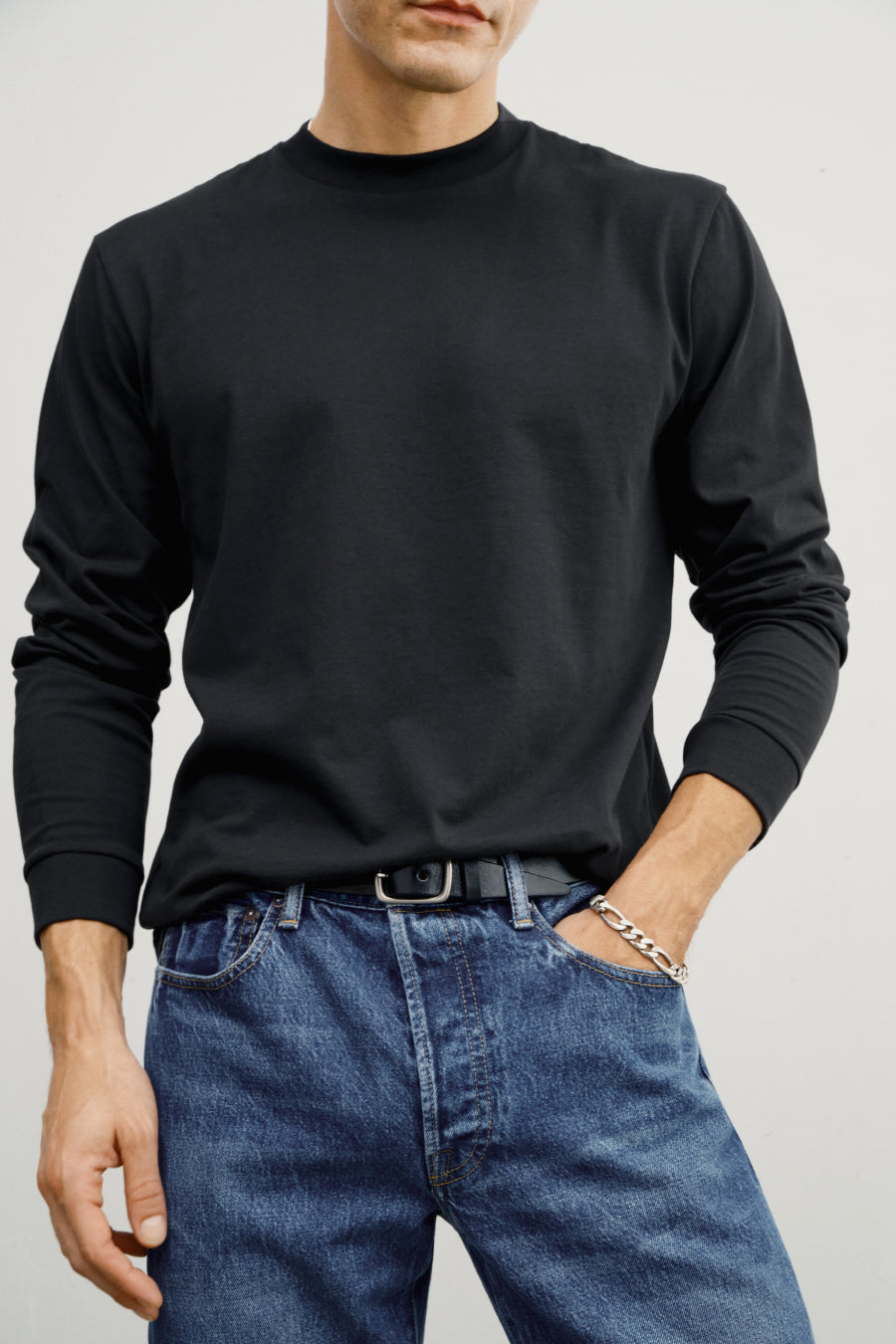 The Perfect Long Sleeve Mocknecked T-Shirt - The Dropout - AYR