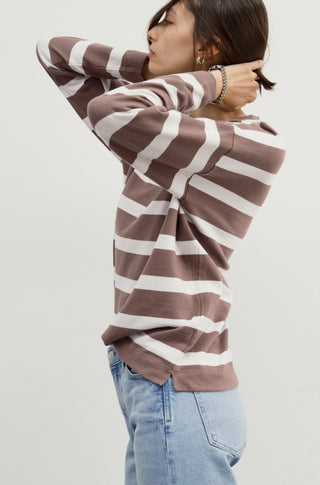 The Early Mornings Tee – Shiitake stripe