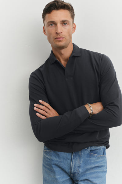 Long Sleeve Lightweight Pique Cotton Polo Shirt from AYR - $145