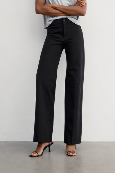 Premium Cotton Stretch Flared Black Pants