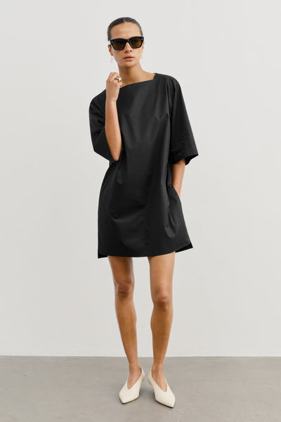 Premium Cotton Poplin Boat Neck Shift Dress from AYR - $245